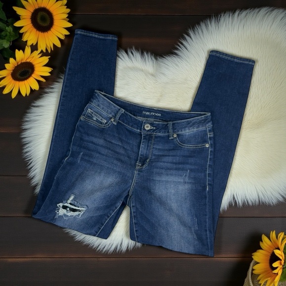 Maurice’s Distressed Ripped Sequin Stretchy Skinny Denim Jeans Medium Regular - Picture 13 of 13